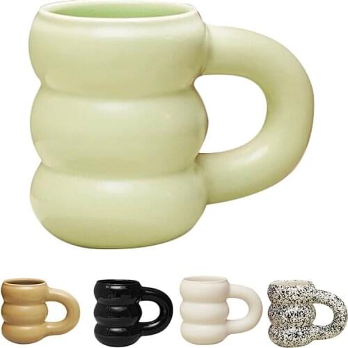 HOT 1Pcs Creative Water Cup Ceramic Mug Nordic Big Coffee Mugs With Big Handrip Colored Ceramics Big Juice Mugs