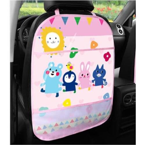 1PC Car Seat Back Children Anti-kick Pad Protector Cartoon Waterproof Cover Rear Kick Mat With Phones Tablet Pocket
