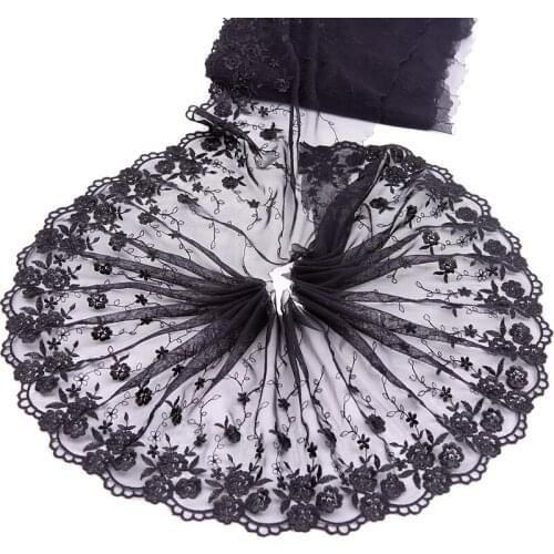 2Yards Black Exquisite Embroidered Flower Lace Trim High Quality Lace Fabric DIY Craft&Sewing Dress Clothing Accessories