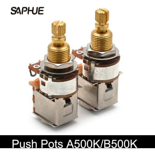 2pcs Guitar Brass Shaft Push/Push Pots A500K/B500K Guitar Control Pot Potentiometer Guitar Parts