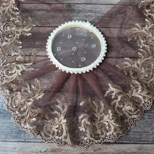 5 Yards 19cm Exquisite Embroidered Mesh Lace Fabric Handmade DIY Garment Sewing Item Doll Clothing Accessories 268