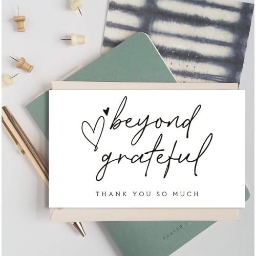 30Pcs/Pack Pink Thank You Card Labels With Beyond Grateful Card For Supporting My Small Business Decoration Gift Greeting Card