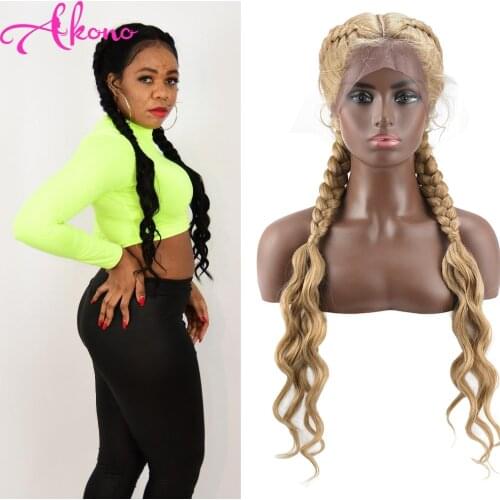 360 Full Lace Hand Braided Wigs 28 inches Long Synthetic Lace Front Wig for Black Women Box Braid Wig Cornrow Braids Lace Wigs