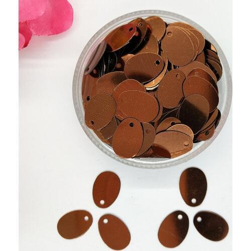 50g/lot 9*13mm Brown Color Small Oval Egg Shape Paillette Side Hole Spangle, Paillettes Scrapbooking Sequin Art