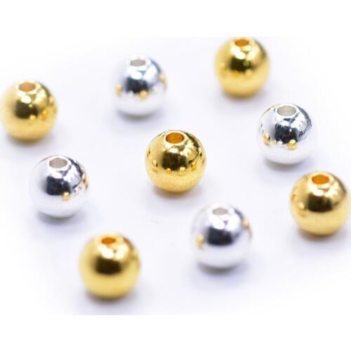 10pcs 3/4/6mm gold Plated Round Copper Beads For Jewelry Making Beaded Bracelets Accessories Metal Spacer Bead