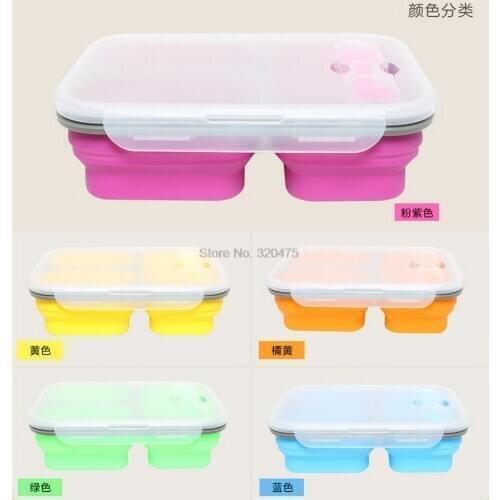 DHL 20pcs 1100ml Silicone Collapsible Portable Lunch Box Large Capacity Bowl Lunch Bento Box Folding Lunchbox Eco-Friendly