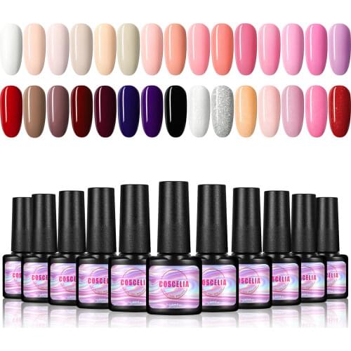COSCELIA Gel Nail Polish Set Gel Varnish Hybrid Soak Off For Manicure Pure Color UV LED Professional Nail Kit Nail Art Gel Set