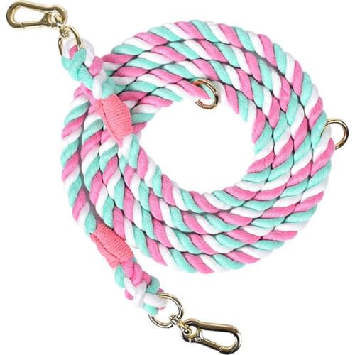 Gradient Color Dog Half Pinch Collars Dogs Leashes Rope Metal Chain Collar Strap Pet Outdoor Walking Training Long Traction Rope