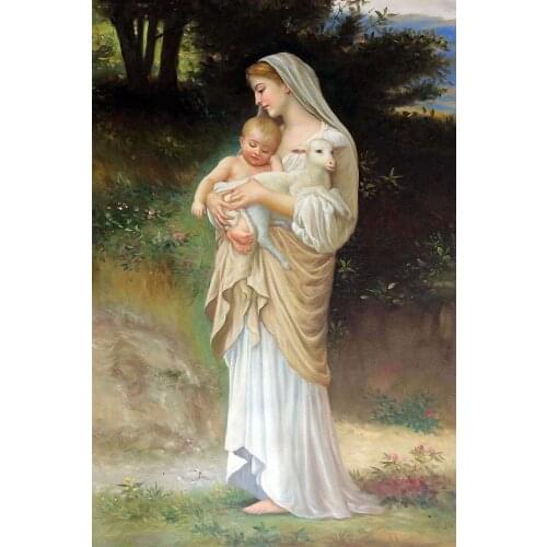 Classic Figurative Oil Painting Woman and Child Painting Innocence, 1893 by William Adolphe Bouguereau Wall Art Hand Painted