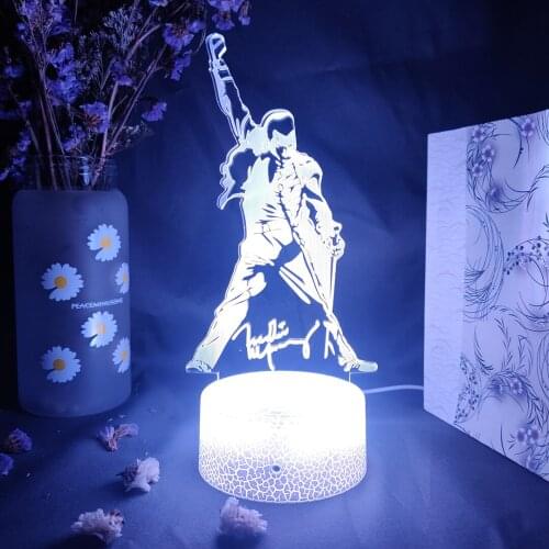 Classical Rock Band Queen Celebrity Freddie Mecury 3D Visual Lamp Fans Lovely Gift Bedroom Bedside Table Lighting Art Decor
