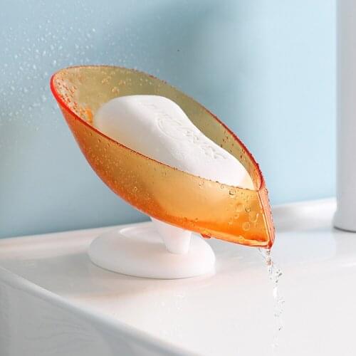 Soap Dish Box Leaf Shaped Suction Cup Drain Soap Box Punch-Free Standing Cup Holder Sponge Storage Case Bathroom Accessories