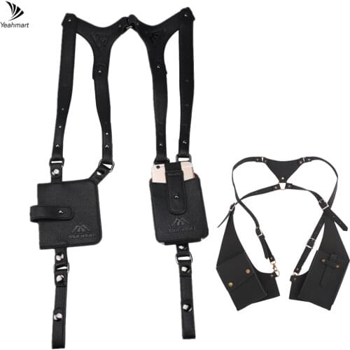 Real Leather Underarm Wallet Shoulder Holster Bag Utility Pouch Removable Adjustable Cross Body Strap Black Phone Pocket