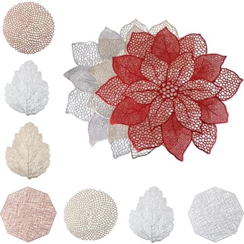 Nordic PVC Geometric Hollow Placemat Cup Mat Home Decoration Table Mats Kitchen Tool For Dining Table Bowl Plate Tableware Pad