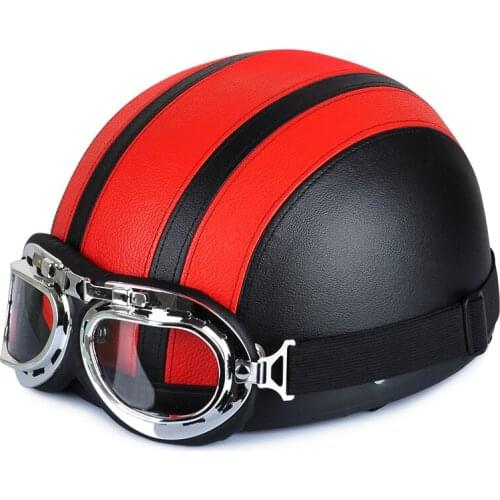 Retro Motorbike Leather Helmet Motorcycle Riding Cruiser Touring Half Vintage Helmets Moto Bicycle Scooter Skating Baseball Cap