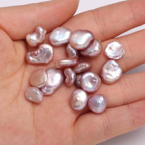 Natural Freshwater Pearl Punch Loose bead Button shape Pendants for Jewelry Making DIY womens elegant Necklace Accessories
