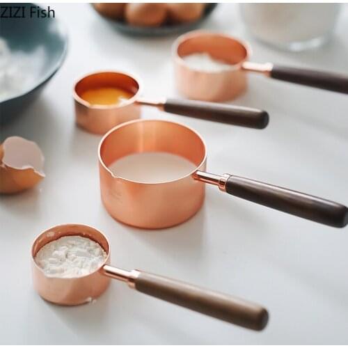 Rose Gold Stainless Steel Kitchen Baking Spoon Kitchen Utensils Measuring Spoons Teaspoons Modern Kitchen Baking Accessories