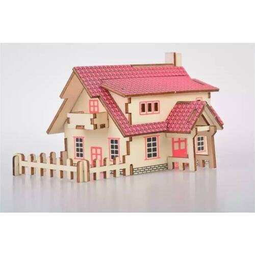 Small Toy DIY Wood House Model Building Kits 3d Wood Puzzles Education Games For Children Toy Memory Puzzle Pastime Puzzles