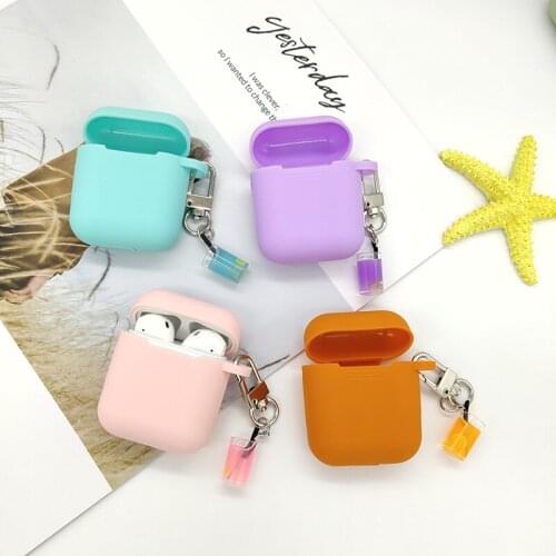 Cute Korean Candy Bottle Silicone Case for Apple Airpods Case Accessories Bluetooth Earphone Protective Cover Cherry Key Ring