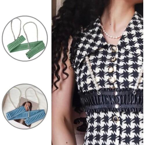 Trendy Stylish Imitation Pearls Decoration Waistband Soft Belt Fine Workmanship for Vest