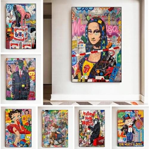 Mona Lisa Graffiti Wall Art Money Paintings on The Wall Art Posters and Prints The World Is Yours Modern Art Wall Pictures