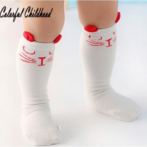 Baby socks autumn cartoon cat/fox/totoros design knee high long socks baby boy/girls cotton leg warmers 0-24m