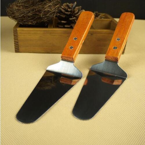 Wholesale 200 PCS/lot Wood Grip Stainless Steel Cake Pizza Shovel Server Cutter Spatula Lifter