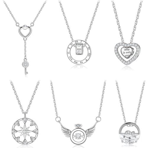 Genuine 925 Sterling Silver Retro Watch Round Pendant Necklaces Adjustable Round Necklace Fine Jewelry Gift For women