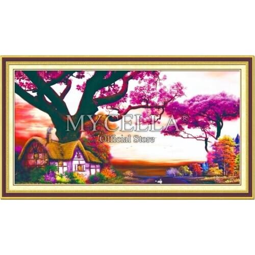 Landscape 5D DIY Full Diamond Painting Flowers Tree Cross Stitch Mosaic Rhinestones Needlework Wall Stickers Home Decoration