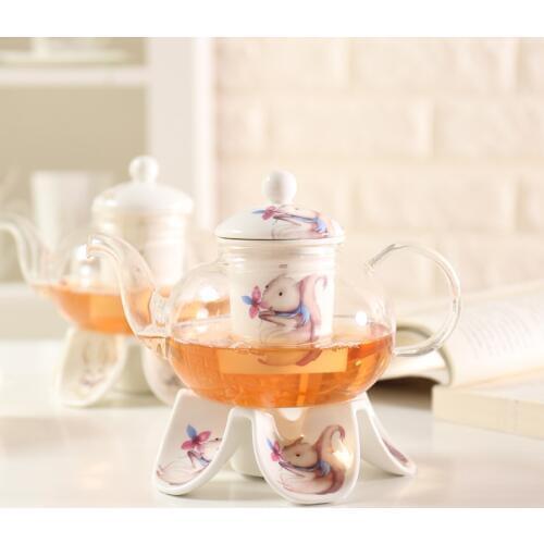 Durable Heat-Resisting Glass Crystal Teapot Coffee Water Scented Tea Warmer Candle Heater Ceramic Base