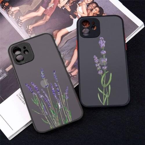 Simple Lavender Purple Flowers Phone Case For iPhone 12 11 Mini Pro XR XS Max 7 8 Plus X Matte transparent cover