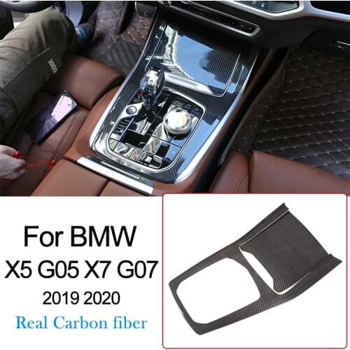 Real Carbon Fiber Car Center Console Gear Shift Decoration Panel Cover+Side Trim For BMW X5 G05 X7 G07 2019-2020 Car Accessories