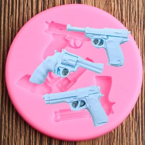 DIY Gun Handgun Fondant Mold Cupcake Decorating Tools Handgun Silicone Mould Chocolate Candy Molds Polymer Clay Moulds