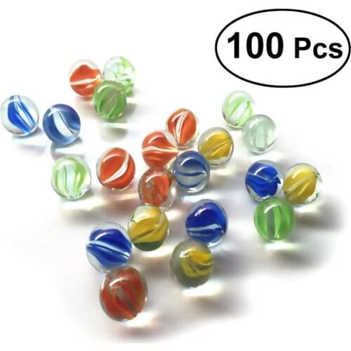 Set of 100 16MM Cats Eyes Glass Shooter & Marbles Colorful Patterned Glass Beads Balls for Kids