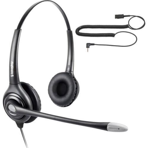 2.5mm plug Headset and Quick Disconnect Cord for Cisco Linksys Spa Polycom Grandstream Zultys Gigaset and Cordless Dect Phones