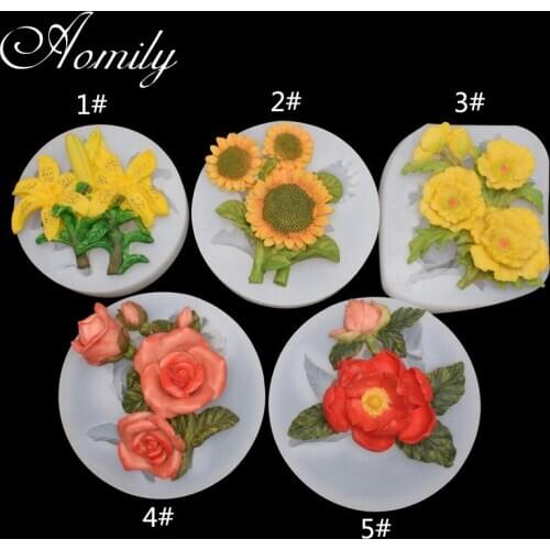 Amoliy Lily Sunflower Rose Camellia Silicone Mold DIY Chocolate Cake Mold Baking Pastry Candy Cake Decoration Accessories