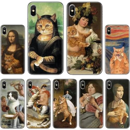 Silicone Case Mona-Lisa-C-Pat-Cat-Leonardo-da-Vinci For Samsung Galaxy A12 A31 A41 A51 A71 A20e A21s M30 A10 A30 A40 A50 A60 A70