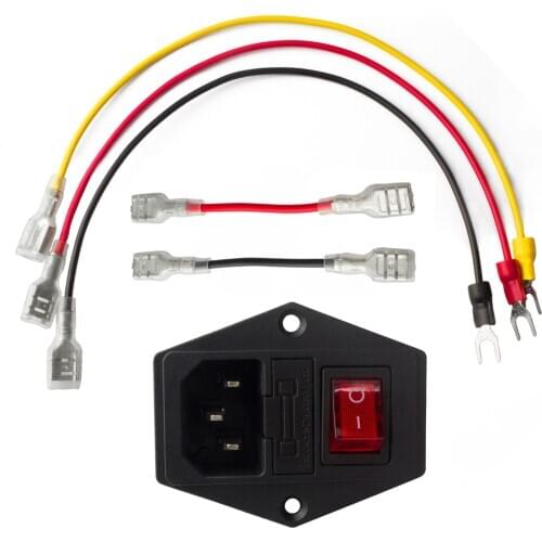 SIMAX3D 15 A 250 V Power Switch AC 3pin AC power socket with red triple Rocker Switch tripod feet of copper with fuse 3d printer