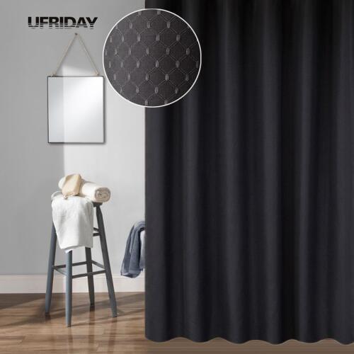 UFRIDAY Modern Charcoal Waffle Weave Fabric Shower Curtain Waterproof Bath Curtain Elegant Honeycomb Polyester Bathroom Curtain