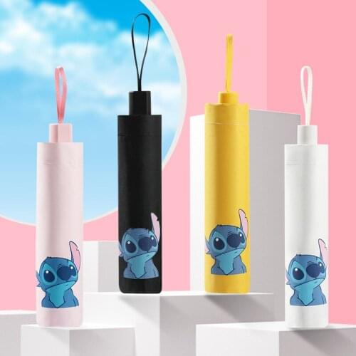 Disney Stitch Umbrella New Anime Cartoon Fashion Cute Windproof UV Folding Umbrella Portable Sun Umbrella Lady Sunshade Umbrella