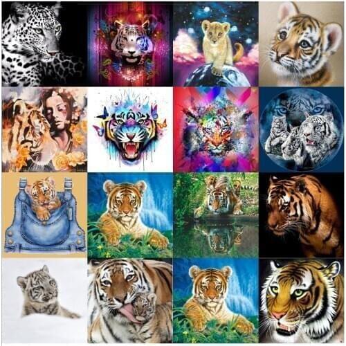 Tiger selling cross stitch package plant sets aida 18ct 14ct people kit embroidery DIY handmade needlework