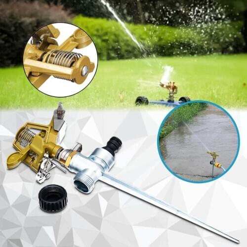 360 degree rotating irrigation sprayer lawn garden yard golf glass metal pulse spike hose water sprinkler nozzle