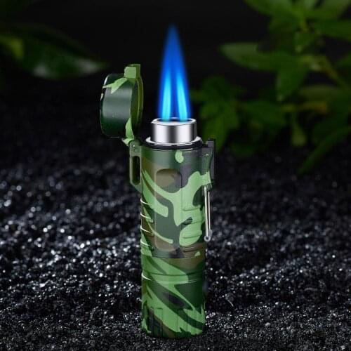 Outdoor Windproof Butane Gas Lighter Multifunctional Waterproof Flashlight Cigarette Cigar Lighter Camping Survival Lighters