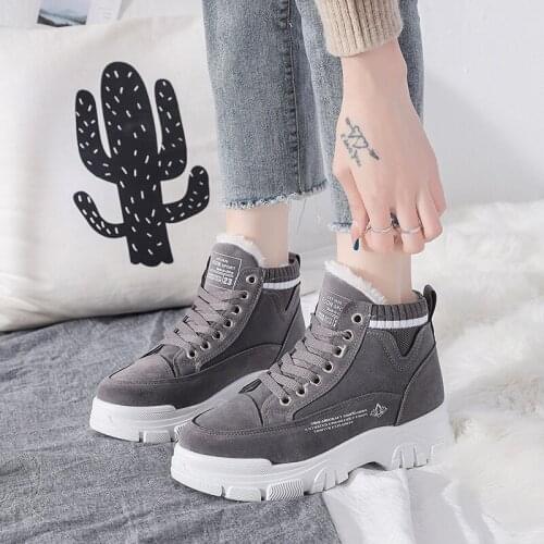 Ladies Casual Shoes Lace-up Fashion Sneakers Platform Snow Boots Winter Women Boots Warm Plush Womens Shoes Zapatos De Mujer