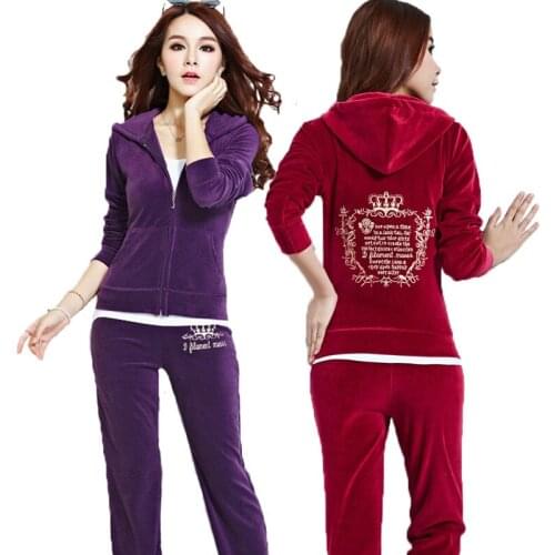 Womens Brand Velvet Fabric Tracksuits Velour hoody Track Suit Hoodies And Pants Oversized Sportswear Spring/Fall 2021