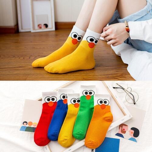 2019 Autumn Winter Cartoon Cotton socks Eyes Sesame Street College Wind Socks Red Blue Sox