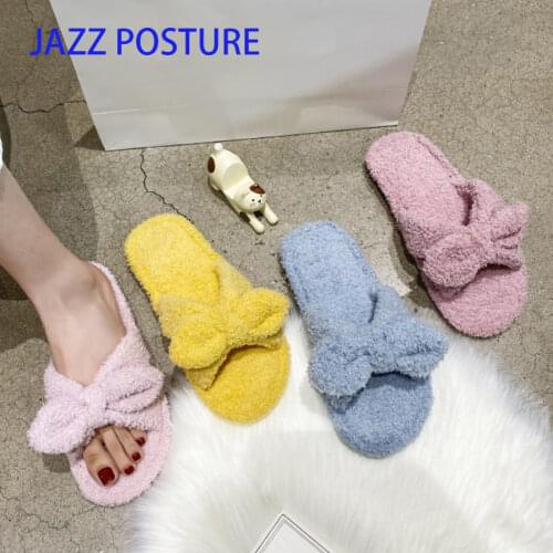 2020 Home House Indoor Slippers WomenWomen Furry Slippers Ladies Shoes Cute Plush Fluffy Sandals Womens Fur Slippers Casual