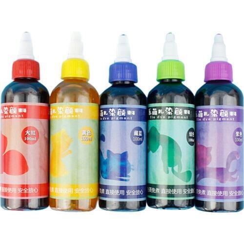 5 Color Tie Dye Kit Decorating Textile Paints DIY Non Toxic Permanent Fabric For Hand Painted Graffiti Activity