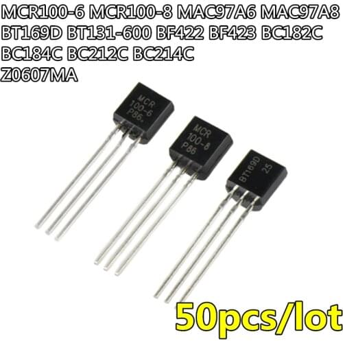 50pcs/lot MCR100-6 100-6 TO-92 0.8A/400V One-way SCR triode