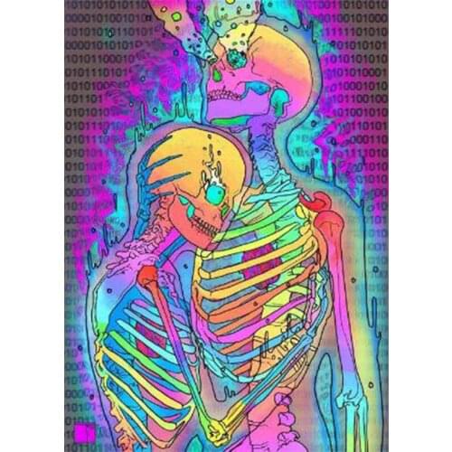 5D DIY diamond painting Colorful Skull couple Full Drill Embroidery Cross Stitch Mosaic Craft Kits Home Decor Christmas Gift