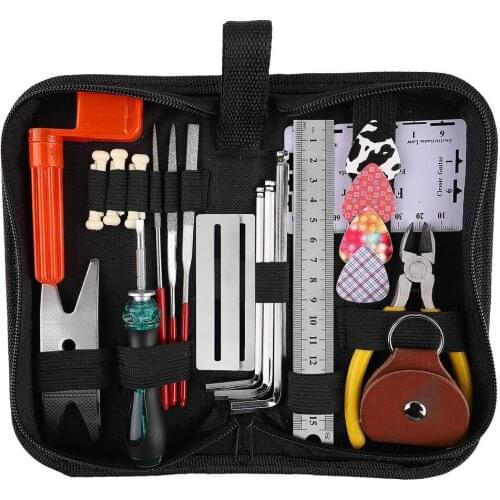 Guitar Accessories Kit Maintenance Cleaning Tools Kit Guitar String Winder Cutter Pin Puller Guitar Fret Rocker Repair Tool